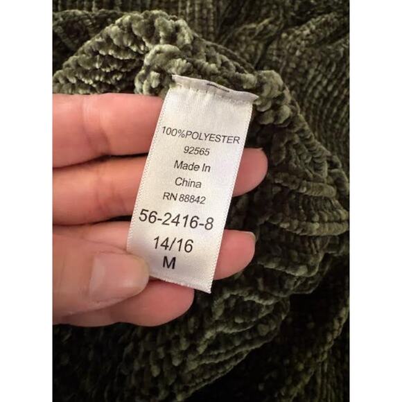 Woman Within Chenille Sweater Green Plush Knit Pullover Size 14/16 M Cozy Soft - Picture 6 of 6